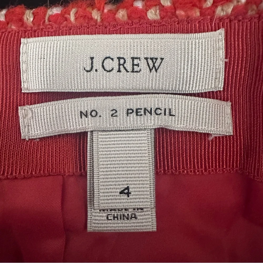 J. Crew Vibrant Orange and White Textured Pencil Skirt Size 4